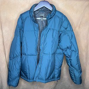 REI Puffer Jacket Goose Down Blue/Turquoise with Zip In feature size MENS 2XL
